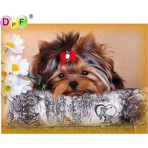 DPF Full Square 5D DIY Diamond Painting Cross Stitch pillow dog diamond Embroidery Rhinestone diamond Mosaic Painting Gift