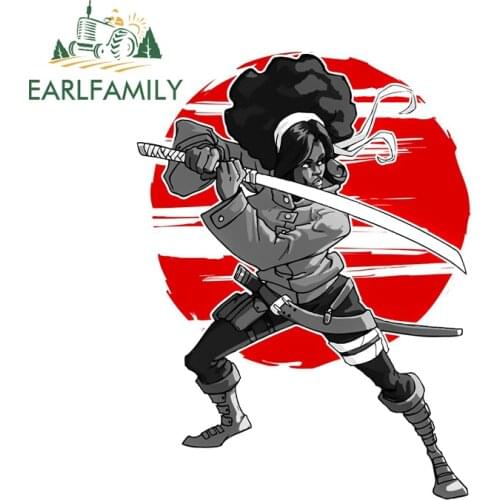 EARLFAMILY 13cm x 9.8cm for Woman Samurai Car Assessoires Stickers Personality Trunk Bumper Decal Waterproof Occlusion Scratch