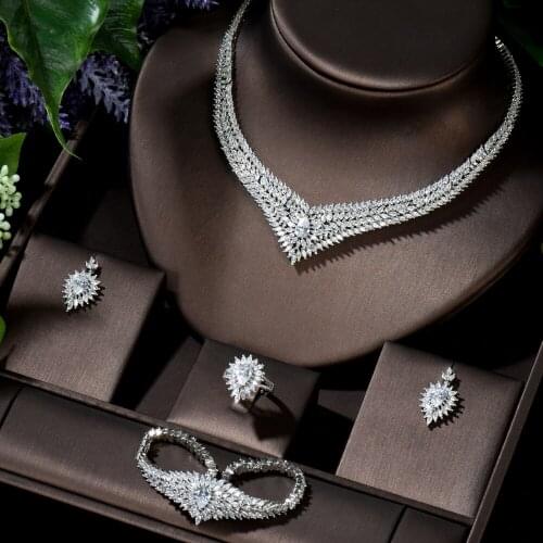 HIBRIDE AAA CZ African Jewelry Dubai Earring Necklace Sets for Women Round Wedding Jewellery Set Bridal Costume Jewelery N-1408