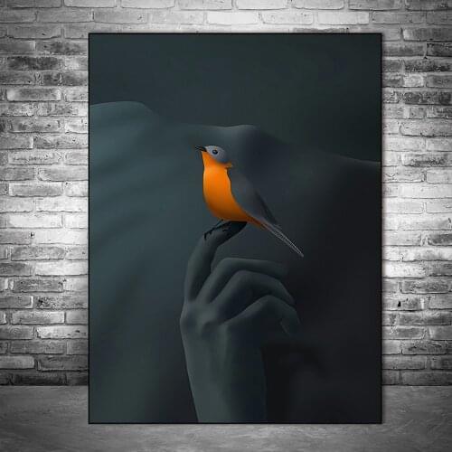 Bird On Fingertips Canvas Art Prints Abstract Wall Art Canvas Paintings Posters And Prints Graffiti Art Pictures Wall Decoration