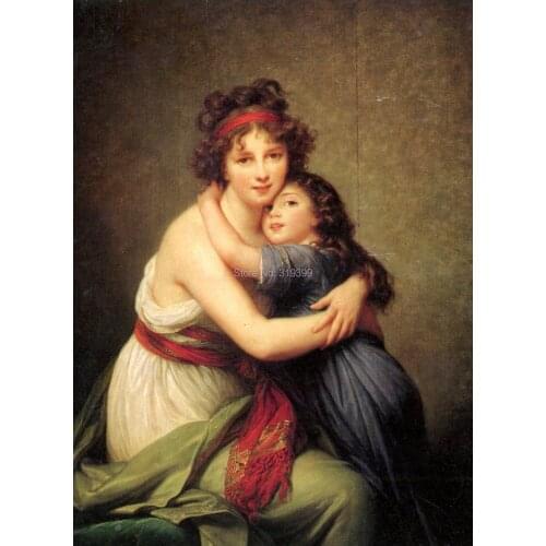 Canvas oil painting reproduction,madame vigee lebrun and her daughter jeanne lucie louise 1789 by Louise Elisabeth Vigee Le Brun