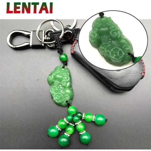 LENTAI For Toyota corolla 2008 yaris chr Renault megane 2 3 duster captur clio 4 Saab MG 1PC Car Key Rings Chinese Jade keychain