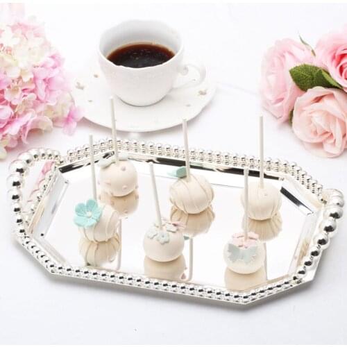 Metal Silver Plated Tray Dessert Tray Home Decoration for Wedding Party Plate for Snacks Fruit Dessert Cake Stand Tool Tableware