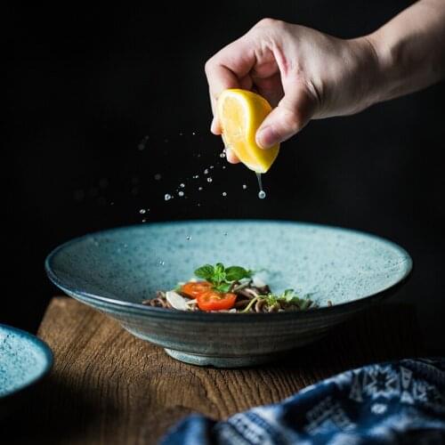 European style hat bowl underglaze home ceramic ramen bowl soup bowl commercial hotel noodle bowl deep soup plate