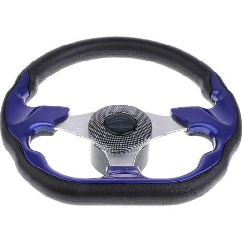 Replacement 320mm Battle Style Aluminum Marine Sport Pontoon Boat Steering Wheel & Soft Foam Grip Blue Car Accessories