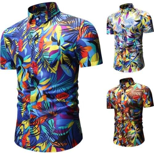 2021 Summer New Mens Casual Slim Printed British Short Sleeve Floral Shirt Mens Shirt