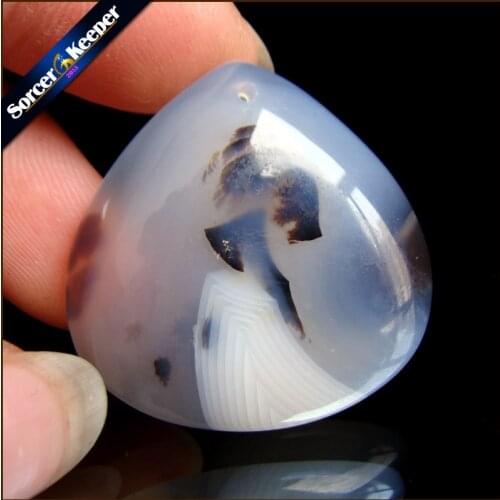 Men Jewelry Dendritic Moss Onyx Necklace Pendants Gem Stone Slide Natural Agates Pendant Healing Reiki Men Woman Gifts JS165