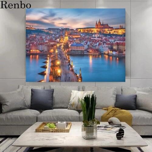 DIY Full Drill Square 5D Diamond Painting Prague night view Cross Stitch diamond Embroidery Kits Living room bedroom Decoration