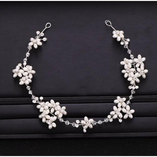 New Wedding Hair Accessories Silver Color Rhinestone Crystal Pearl Headband Bridal Tiara Princess Tiara Handmade Accessories