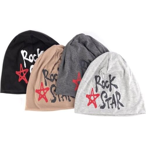 New Solid Color Warm Knitted Hats Men Women Autumn Winter Five-Pointed Star Letter Beanies Cotton Trendy Outdoor Skullies Cap