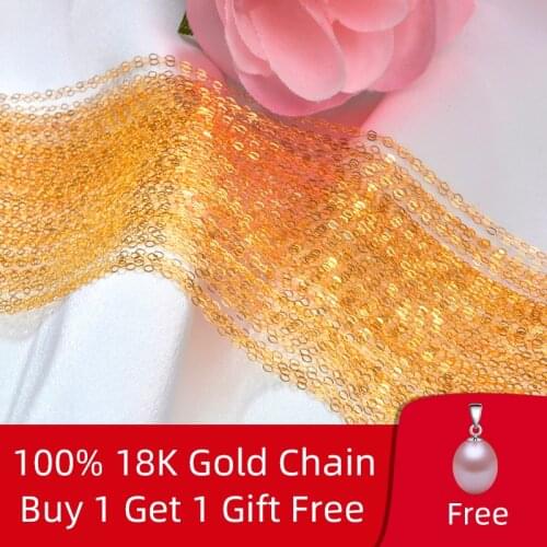 NYMPH Real 18K Gold Jewelry Necklace Pure AU750 Chain Yellow White Rose Gold Fine Jewelry Wedding Gift for Women G1003