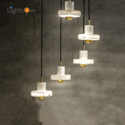 Nordic marble pendant lights post modern minimalist natural marble bar counter living room dining room bedroom pendant lamps