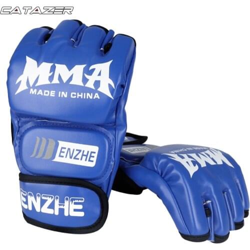 PU Boxing Gloves MMA Gloves Muay Thai Training Gloves MMA Boxer Fight Boxing Equipment Half Mitts PU Leather Black/Red/Blue