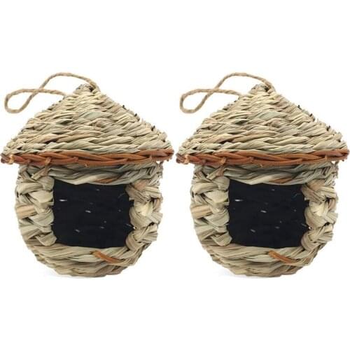 Bird House, Grass Hand Woven Birdhouses For Outdoors Hanging, Natural Bird Hut For Outside, Bird Houses