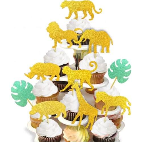 Safari Jungle Animal Baby Shower first 1st 2th 3rd 4th wild one birthday Party boy girl Decoration table centerpiece cake topper