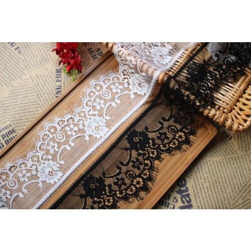 Width 9.5CM single side wave eyelash lace fabric DIY clothing veil wedding home accessories 12 m / pack