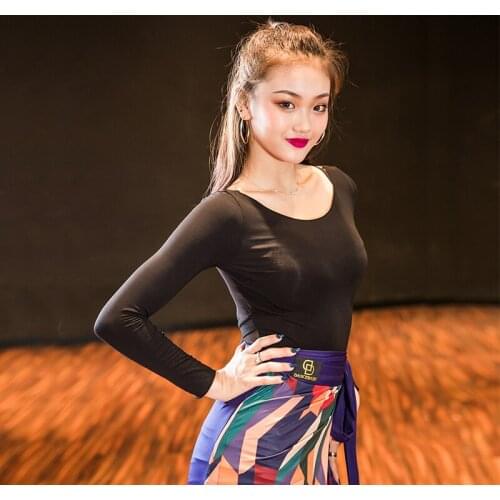 Black Latin Dance Top Women Sexy Stitching Tango Salsa Cha Cha Samba Rumba Performance Outfit Ballroom Practice Wear DF1784