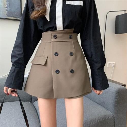 Faldas Mujer Moda Womens Shorts Skirts Button A-Line Solid High Waist Skirt For Women Boots Cool Summer Shorts Skirts Harajuku