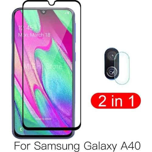 2in1 Camera Glass For Galaxy A40 Tempered Glass Screen Protector For Samsung Galaxy A 40 2019 Glass 40A A405F back lens Film