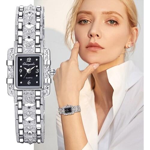 Women Watch Rectangle Dial Silver Stainless Steel Crystal Watches Fashion Quartz For Women ladies major relojes Hot Sale Relojes