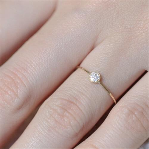 Fashion Classic Gold Plating Micro-set Zircon Ring Narrow Rhinestone Ring Wedding Party Engagement Women Jewelry Rings