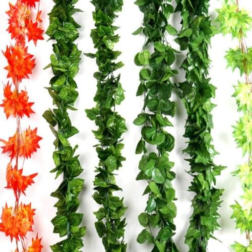 1pc Artificial Plants Trailing Ivy Vine Leaf Garland Plants Foliage Leaf Flowers Hanging Grape Maple Leaf Garland Fake Foliage