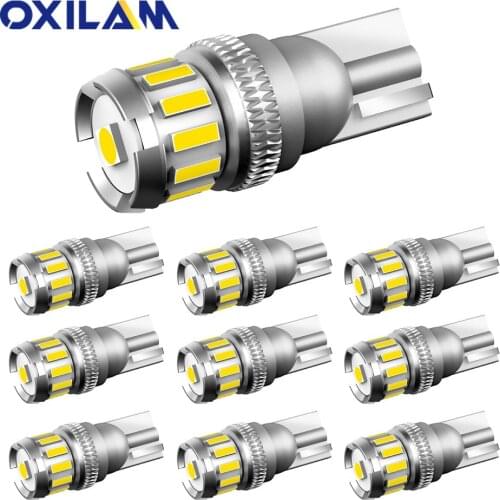 10Pcs LED T10 Light Bulbs W5W LED Canbus Error Free Parking Positon Side Lamp Car Interior Lighting White Yellow Red Amber Blue