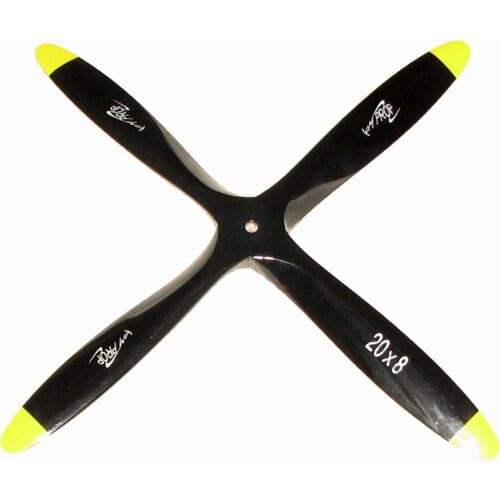 20x8 CCW 4 Blades Engine Wooden Propeller Black for Fuel Power RC Airplane Warbird Aircraft