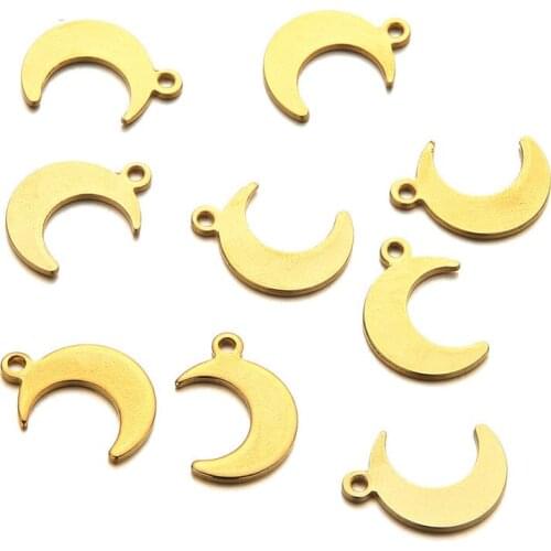 30pcs/Lot Real Stainless Steel High Polish Moon Charms Pendants for DIY Necklace Bracelet Fashion Jewelry Making Wholesale