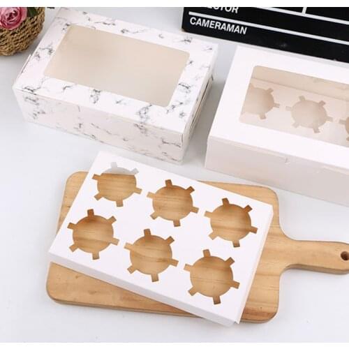 5Pcs 2/4/6 Cavities Cupcake Boxes and Packaging Cupcake Boxes with Window Muffin Dragees Bonbonniere Holder Dessert Containers