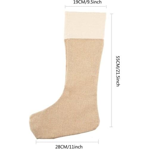 Wholesale 5pcs/lot Imitation Linen Christmas Stocking Halloween Candy Bag Children Gift Bag Christmas Decoration Can Print Logo