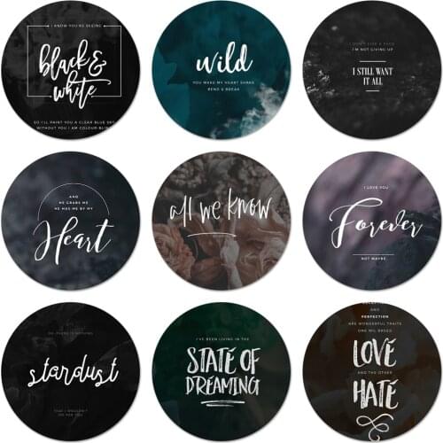 58mm Funnyu Artistic Text sentence Icons Pins Badge Decoration Brooches Metal Badges For Backpack Decoration