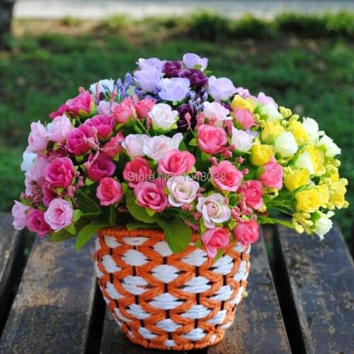 APRICOT Top Quality Rose Flowers European 1 Bouquet Artificial Flowers Vivid Fake Rose Wedding Home Party Decoration