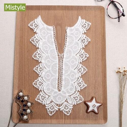 21cm*31cm White cotton Venise Lace Craft Sewing Neckline Collar Applique Trims for Stage Wedding Clothing Free Shipping