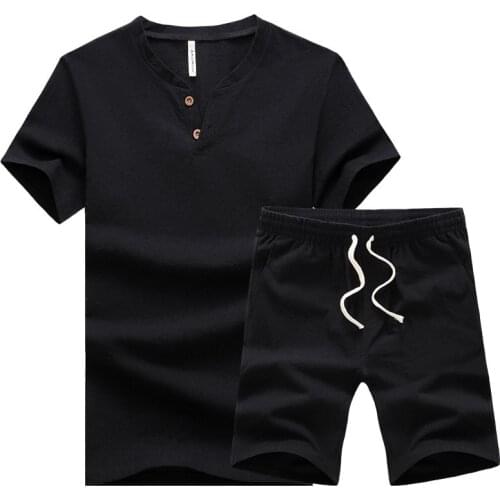 BOLUBAO 2021 New Men Polo Shirt Suit Summer Loose Casual Solid Color Suit Collarless Polo Shirt Men Cotton Blend Shorts