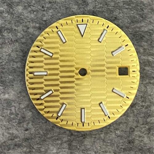 28.5mm Watch Dial for NH35A/NH35/NH36 Movement Strip Nail Style Dial Blue-green Luminous Dial