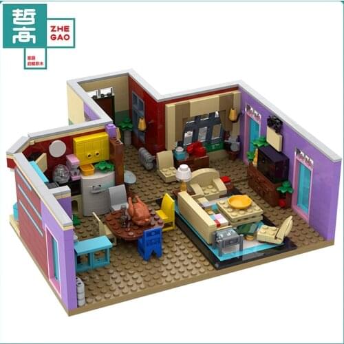 Spot City Friends Monicas House Bedroom Kitchen MOC Building Blocks Bricks Sets Kits Model Brinquedos Educational Toys for Girl