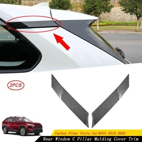 For Toyota RAV4 2019-2020 Carbon Fiber Rear Window C Pillar Molding Cover Trim