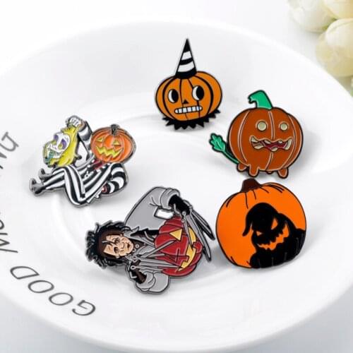 Halloween Lapel Pins Creative Pumpkin Head Ghost Joker Shape Fashion Enamel Alloy Brooches Party Brooch Accessory New Arrival