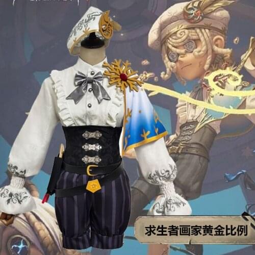 Game Identity V Edgar Valden Painter Alchemist Gold Skin Suit Uniform Cosplay Costume Halloween Carnival Outfit for Women