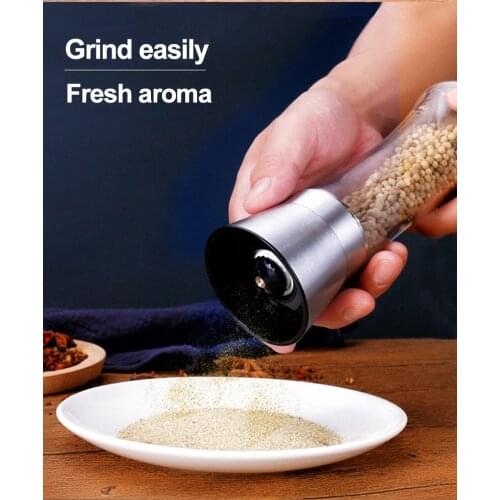 Stainless Steel /Plastic Salt and Pepper Mill Manual Food Herb Grinders Spice Jar Containers Kitchen Gadgets Spice Bottles Glass