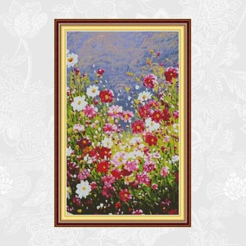 Pastoral Flowers Embroidery Needlework Set, Handmade Crafts Home Decor, Counted Print On Canvas 14CT 11CT Cross Stitch kits