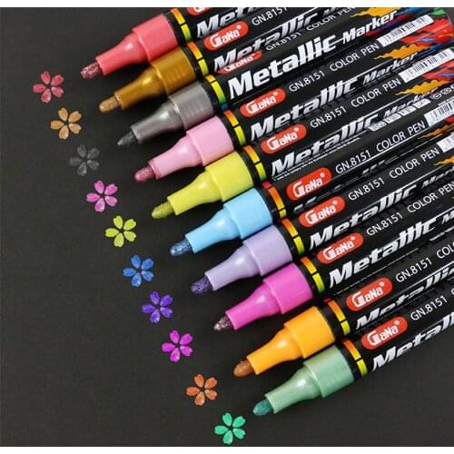 Metallic Marker Pens Set of 24 Colors Premium Paint Pen for Black Paper Wedding Guest Book Painting Supplies Glass Copic Markers