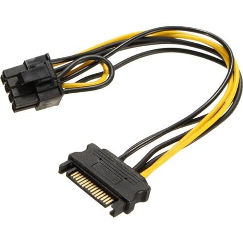 NEW Single SATA 15pin to 8pin(6+2) Powr Adapter Cable 20cm PCI-E SATA Power Supply 15-pin to 8 pin cable for BTC Miner Mining