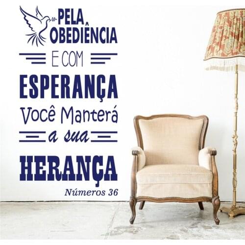 Numeros 36 Vinyl Wall Decals Pela Obediência E Com Esperança Portuguese Quotes Mural For Bedroom Decoration Stickers RU2267