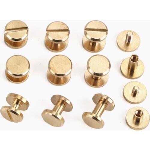 XUNZHE 4- 12mm 50pcs Luggage Leather metal Craft Solid Screw Nail Rivet Double Flat Head Belt/strap Rivets Copper great quality