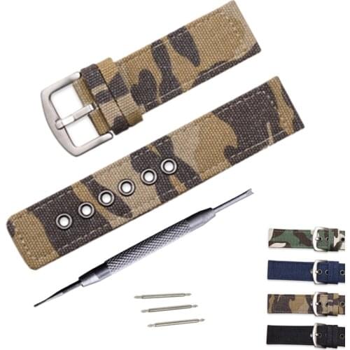 Nato Strap Canvas Nylon Genuine Leather Watch Band 18mm 20mm 22mm 24mm Men Black Blue Green Women Fashion Watchband Bracelet