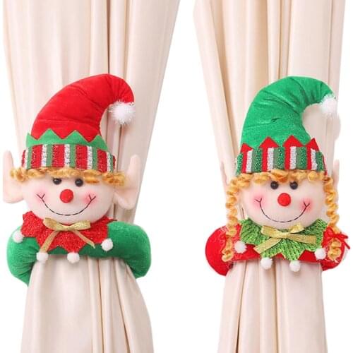 Christmas Window Decorations, Cute Elf Doll Curtain Tieback Hook for Home Holiday Décor