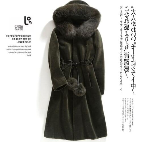 Sheep Sheared Wool Coat Female 2020 New Long Winter Jacket Women Fox Fur Collar Coats Chaquetas Invierno Mujer KJ518