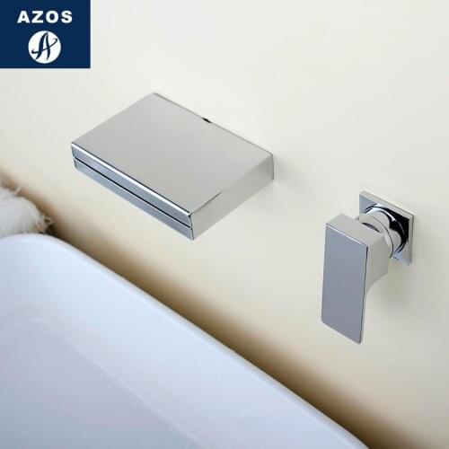 Azos In-wall Faucet Split Waterfall Brass Chrome Cold and Hot Switch Shower Room Basin Bathroom Cabinet Single Handle Double Ho